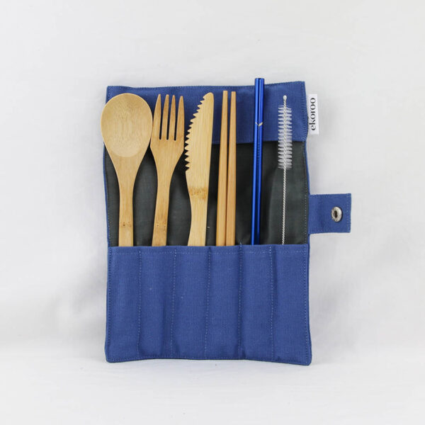 Eco Friendly Utensil Set with Straw Washer Pouch